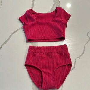 Raspberry ribbed Tiger Friday set